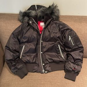 Down filled Nike crop parka with fur lined hood